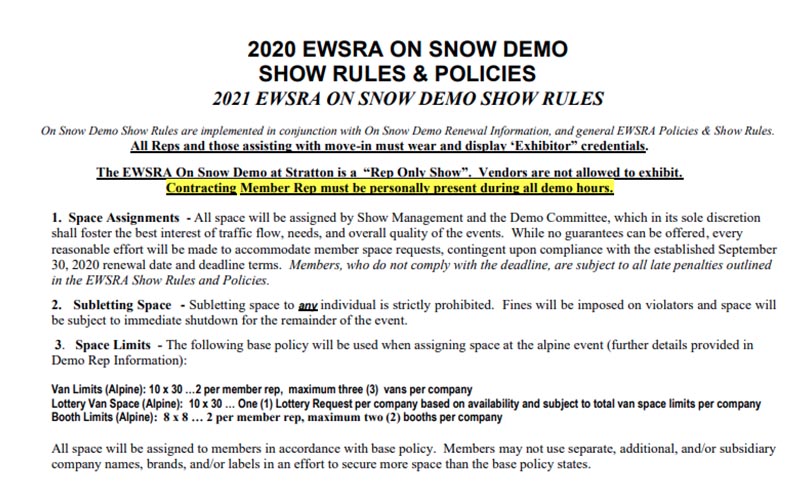 2021 Demo Rules & Policies